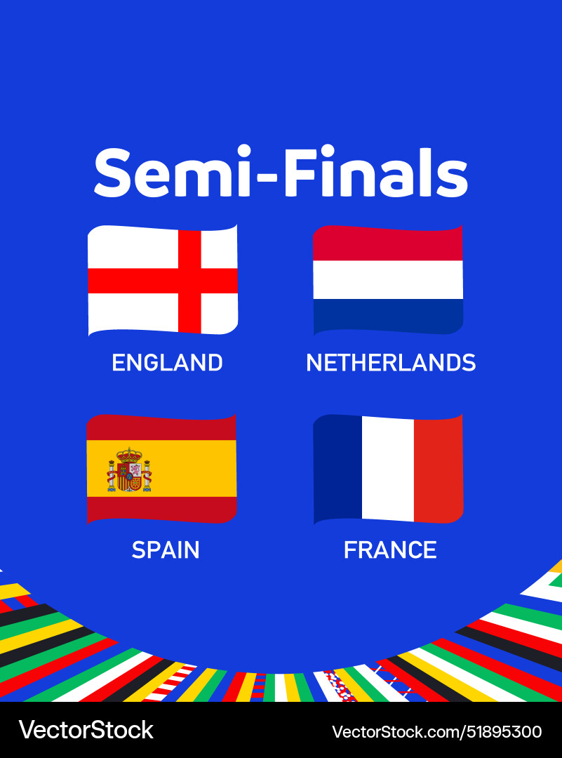 European nations 2024 semi finals flags ribbon European nations 2024 semi finals flags ribbon vector image