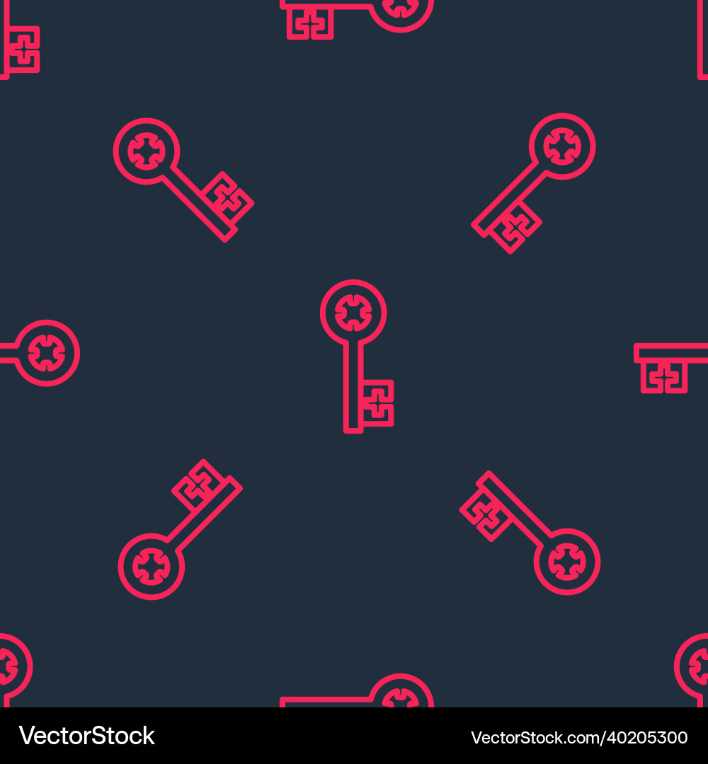 Red line old key icon isolated seamless pattern Vector Image