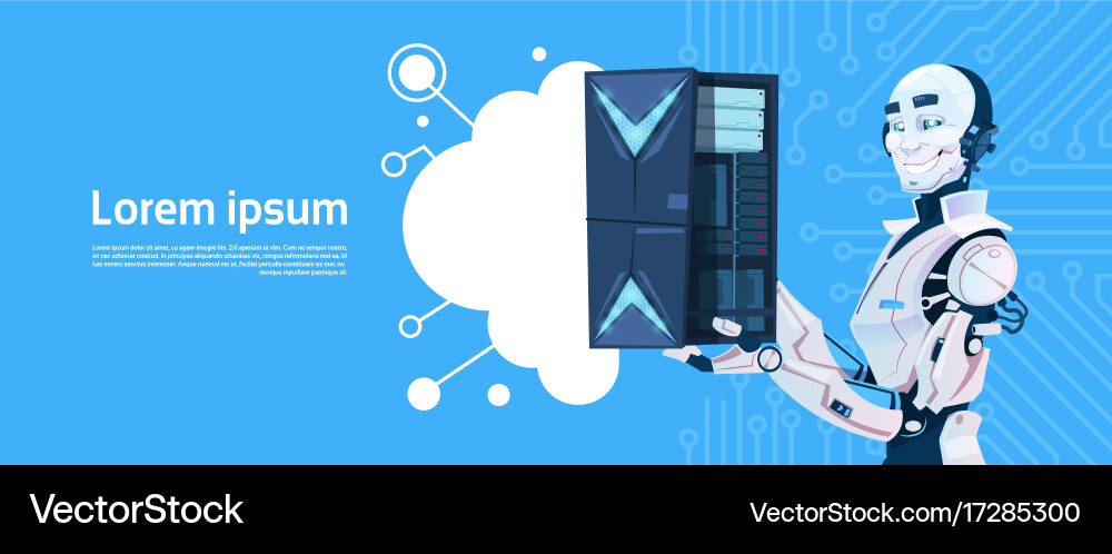 Robot with Cloud Database Server vector image