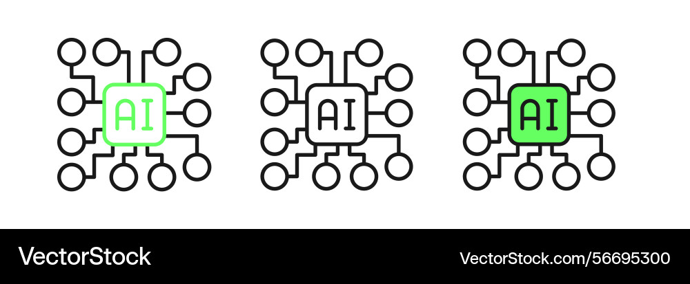 Set line neural network icon isolated on white Set line neural network icon isolated on white vector image