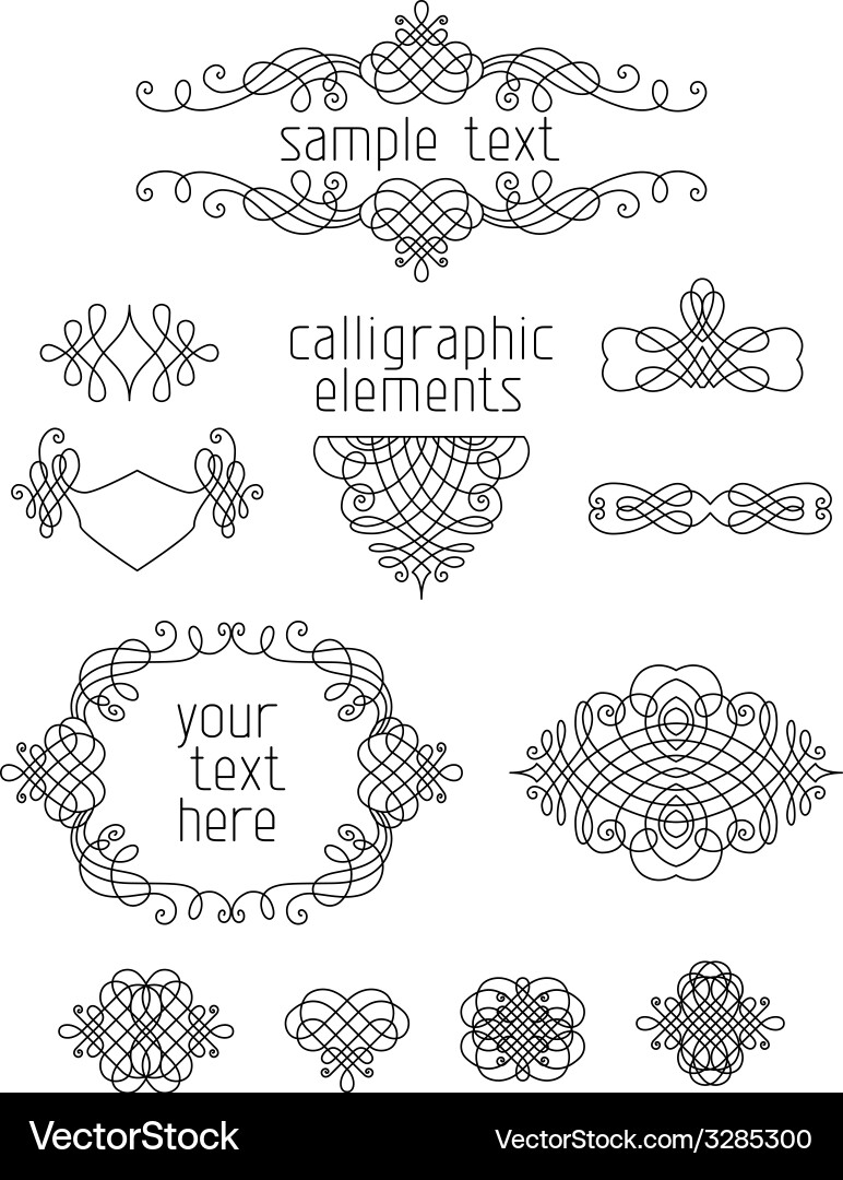 Set of calligraphic design elements and page vector image