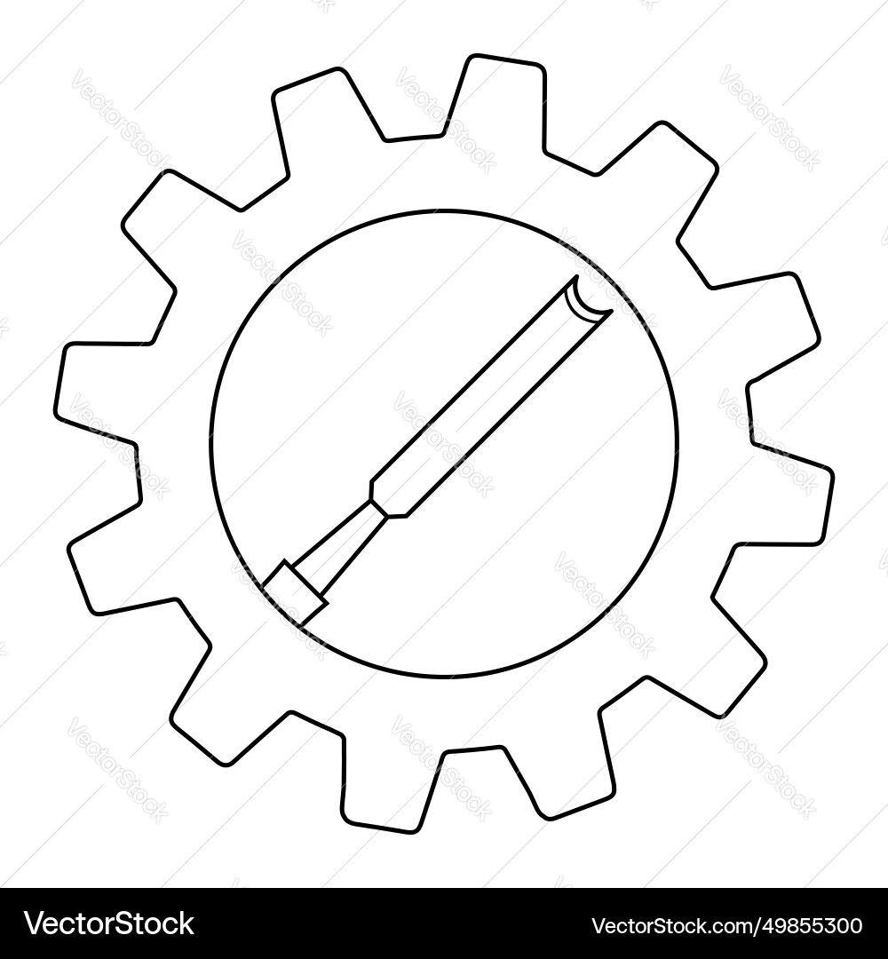 Simple of chisel icon in gear for app or web Vector Image