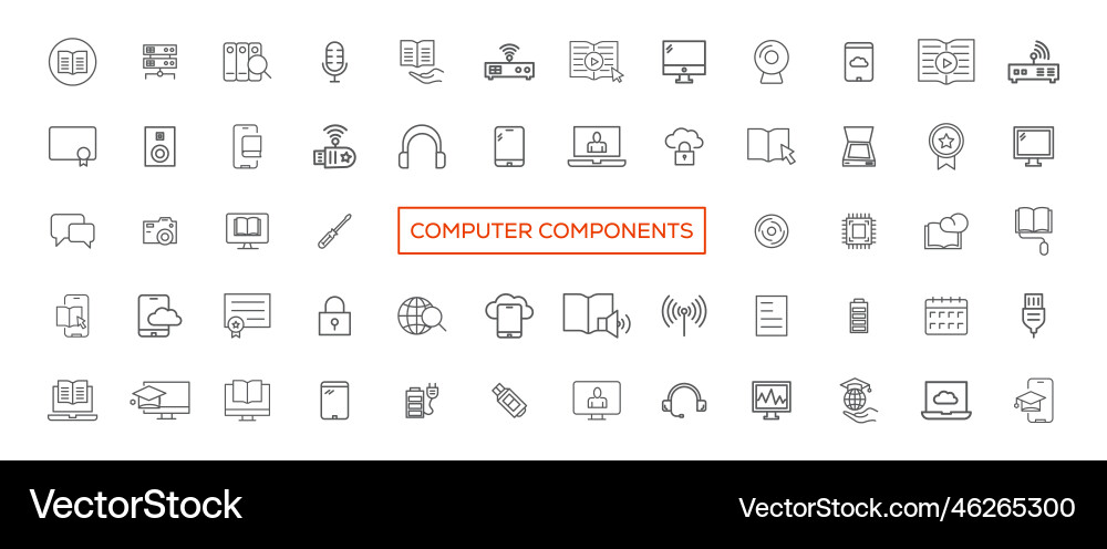 Tech device thin lines flat icon solid Vector Image
