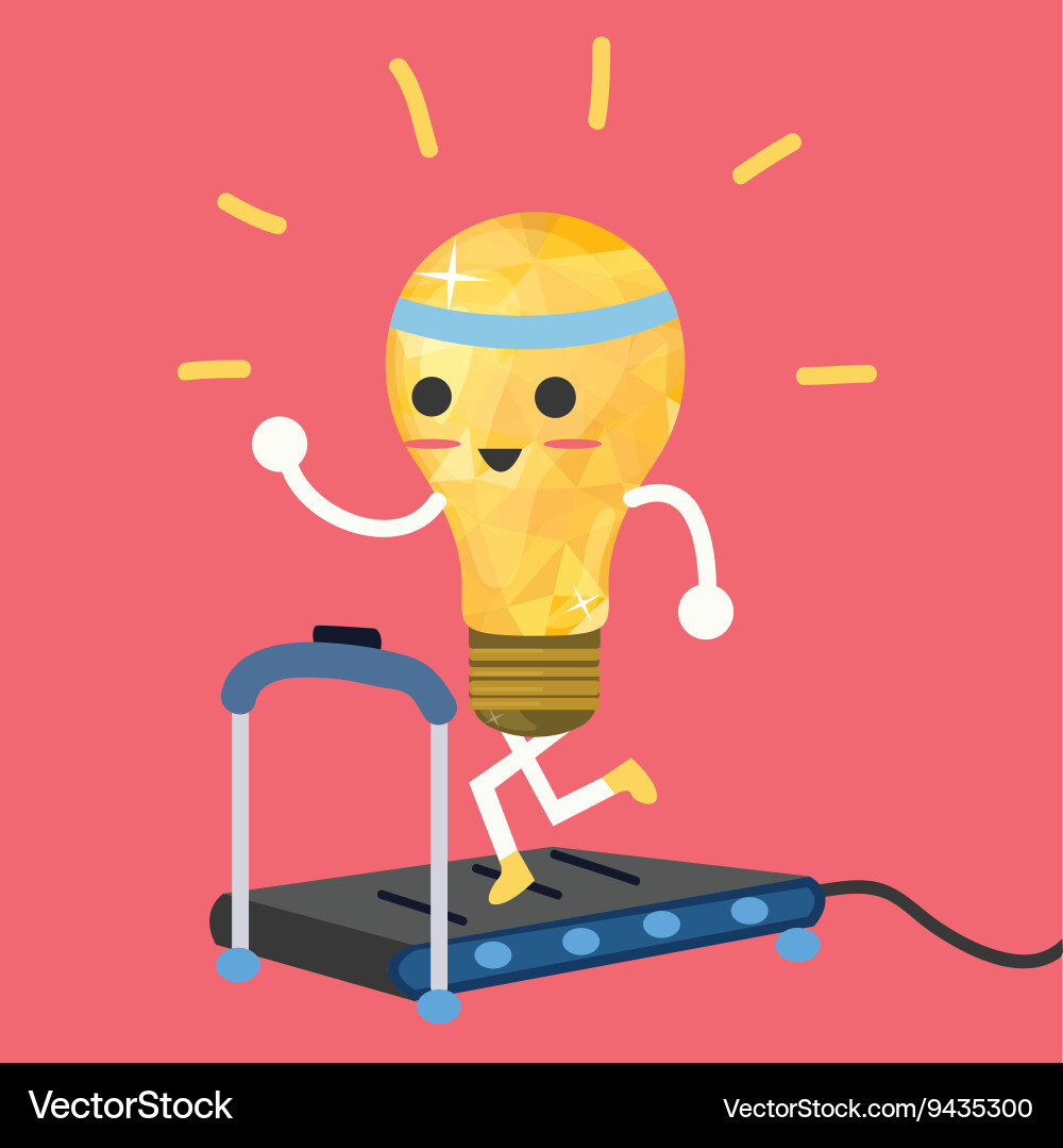 Testing ideas light bulb having exercise Vector Image