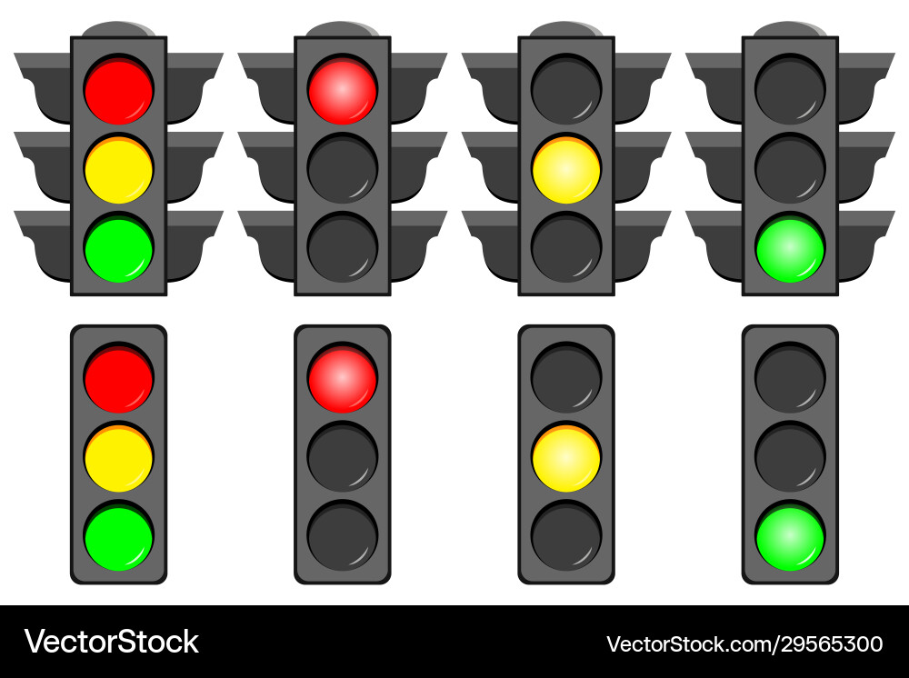 Traffic light interface icons set isolated Vector Image
