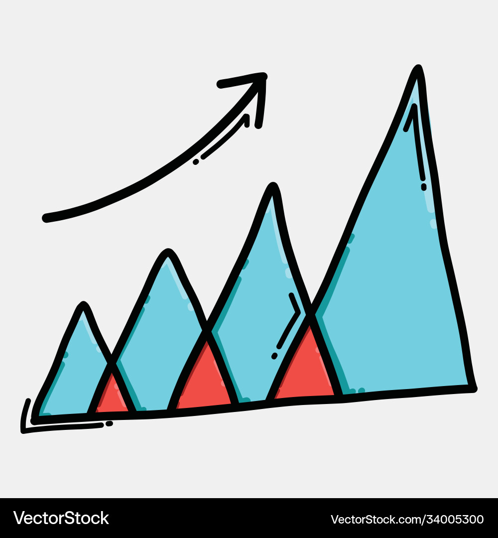 Triangle graph color icon drawing sketch hand vector image