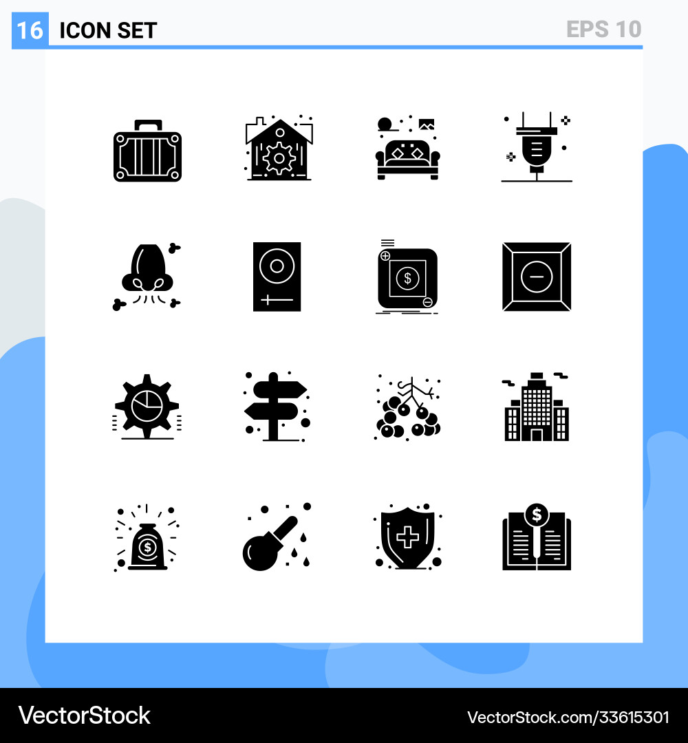 16 universal solid glyphs set for web and mobile Vector Image