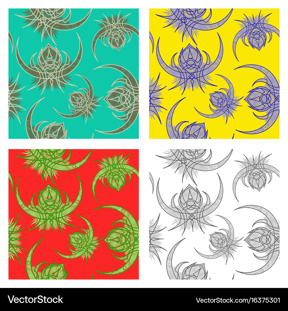 Assembly of patterns in oriental style vector image