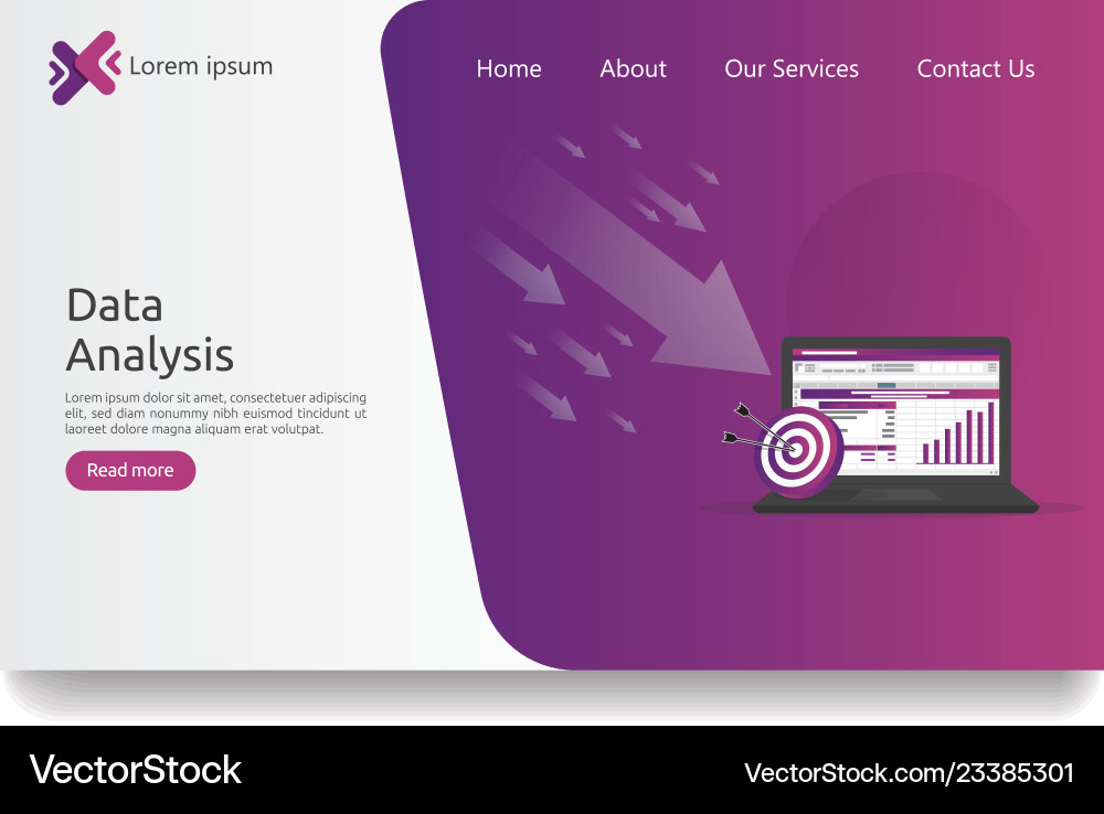 Big data analysis on screen seo analytic vector image
