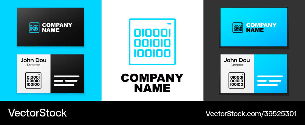 Blue line binary code icon isolated on white Blue line binary code icon isolated on white Vector Image