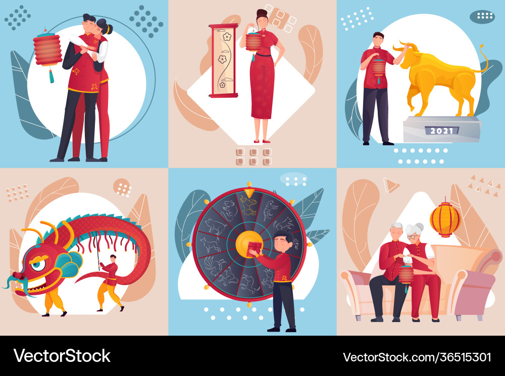 Chinese new year set Chinese new year set vector image