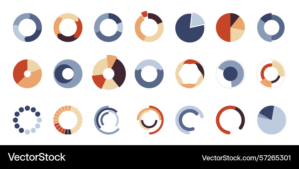 Circular progress and pie ui elements charts set Circular progress and pie ui elements charts set vector image