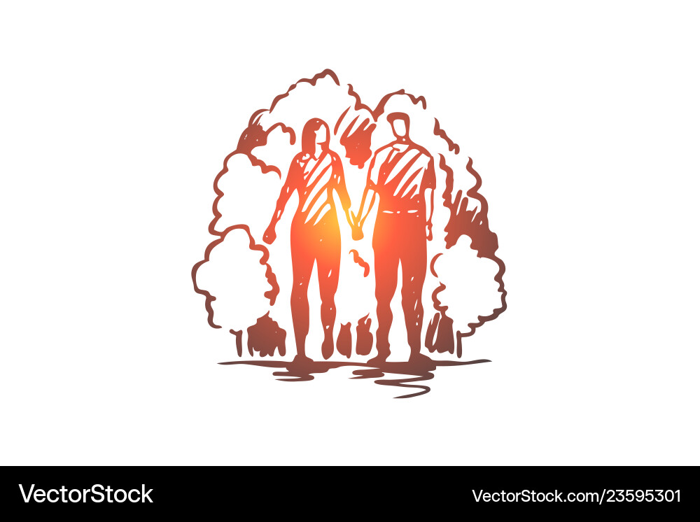 Couple Walking Hand in Hand Vector Image