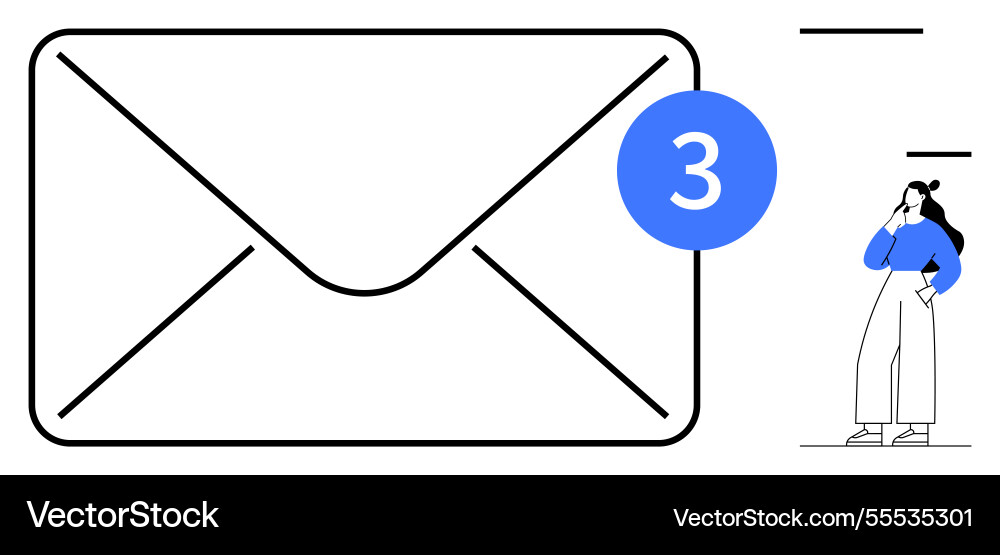 Incoming email notification with envelope Vector Image