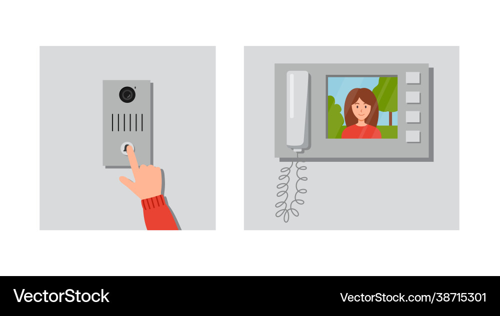 Intercom key panel and camera display devices flat Vector Image