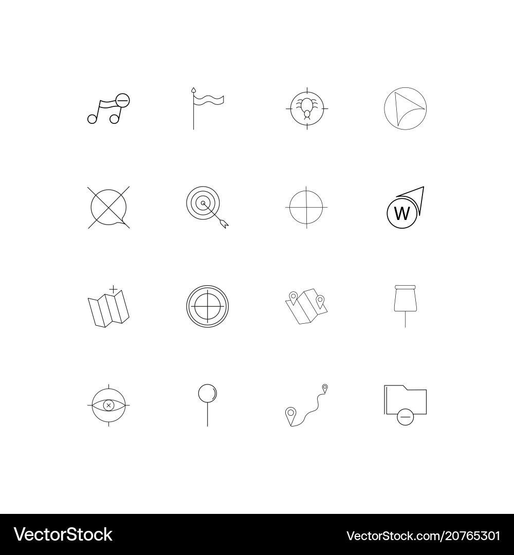 Maps and navigation linear thin icons set Vector Image