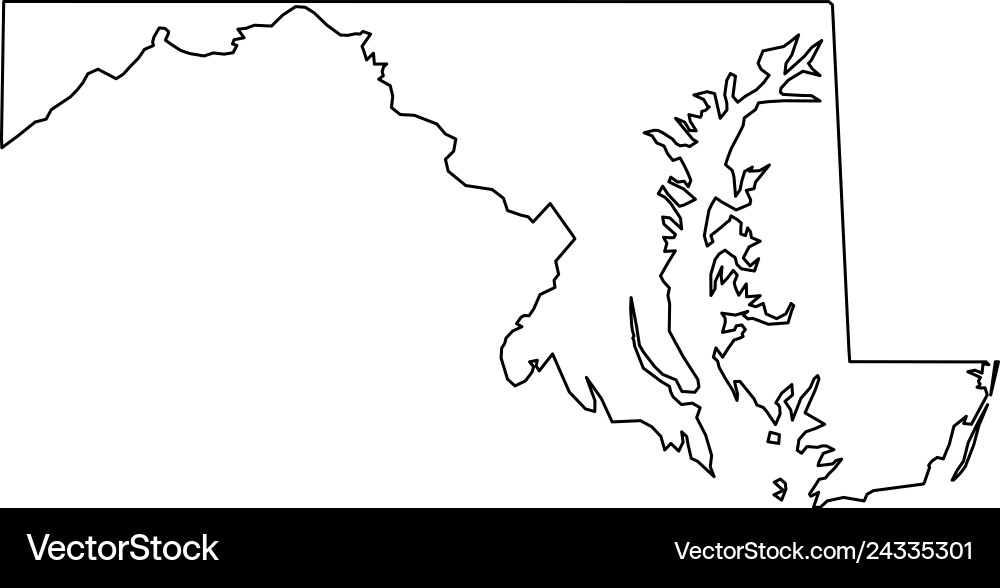 Maryland State Of Usa Solid Black Outline Map Vector Image Maryland State Of Usa Solid Black Outline Map Vector 24335301