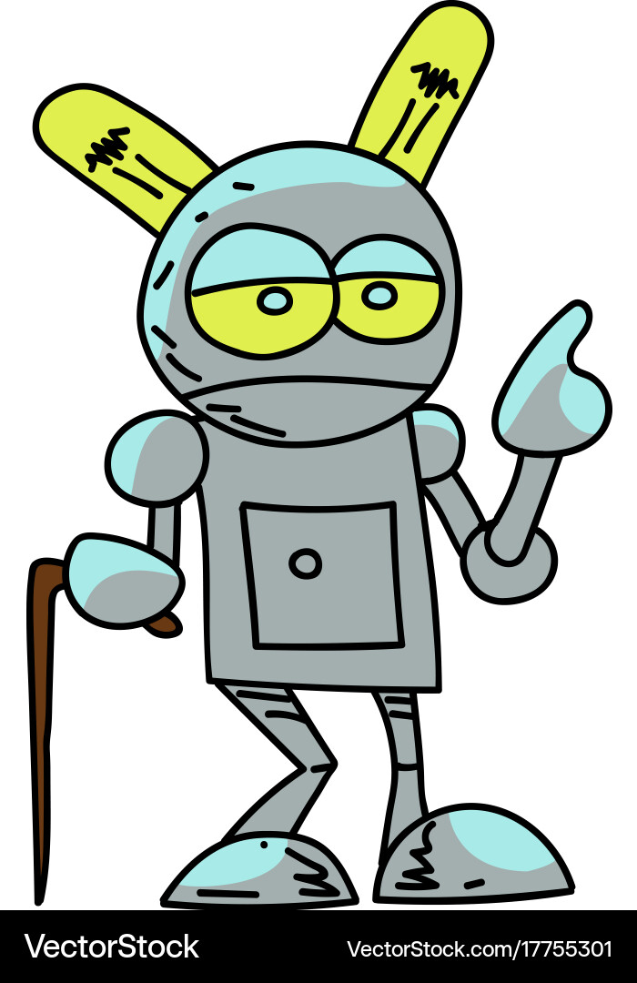 Old robot cartoon hand drawn image Vector Image