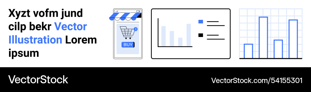 Online shopping app interface with graphs vector image