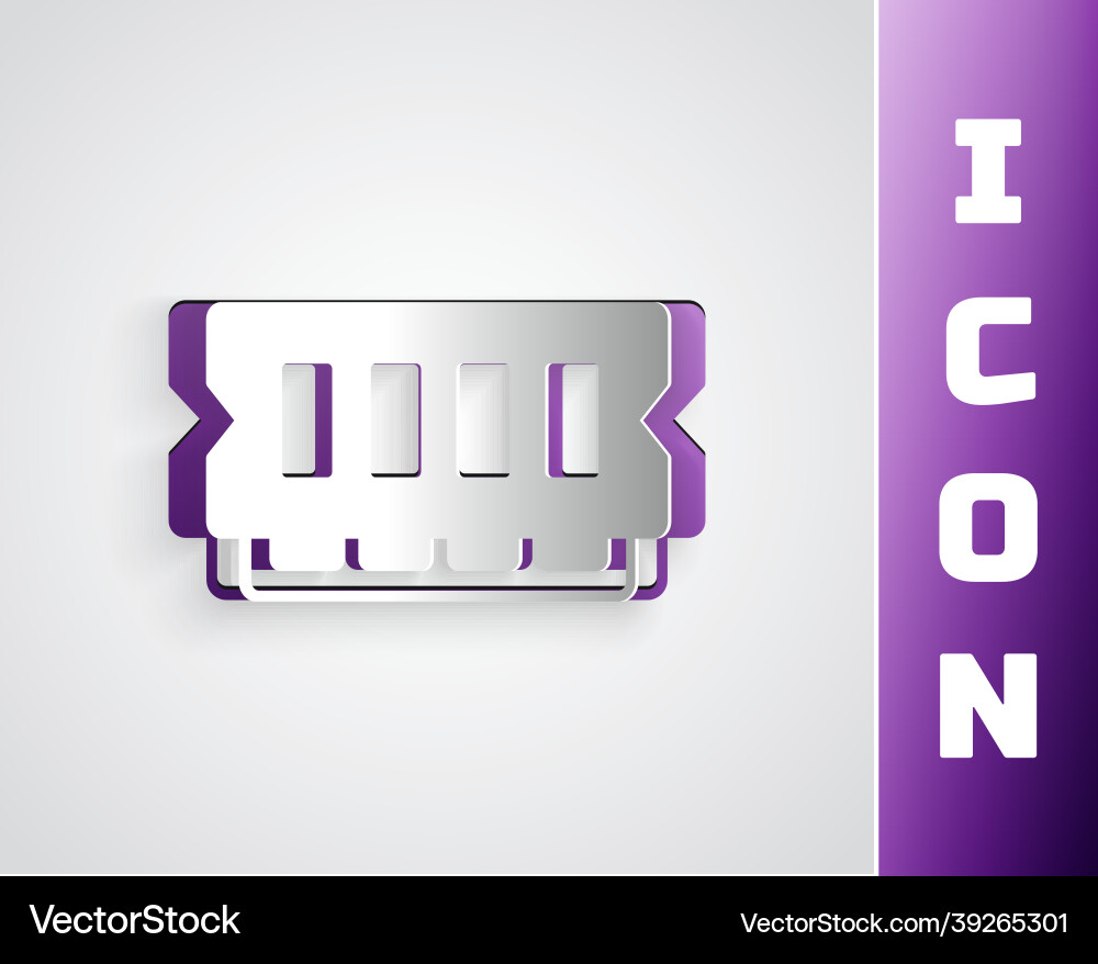 Paper cut ram random access memory icon isolated Paper cut ram random access memory icon isolated Vector Image