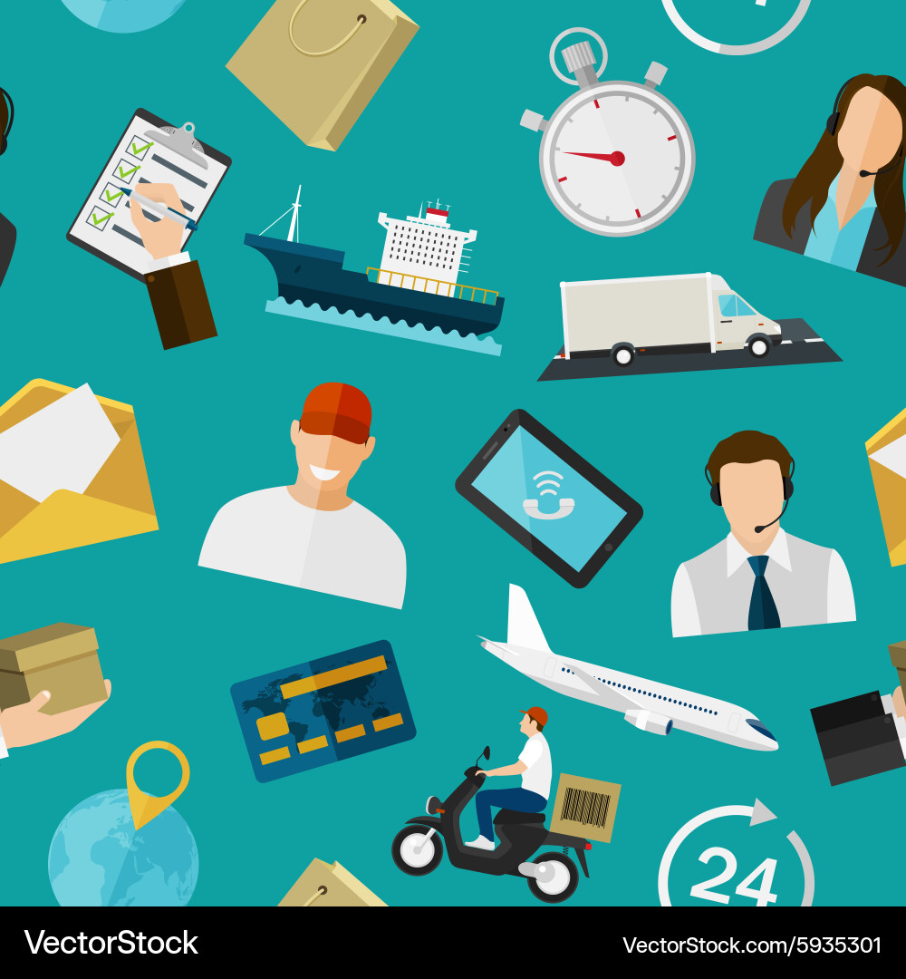 Seamless pattern with flat color icons concept vector image
