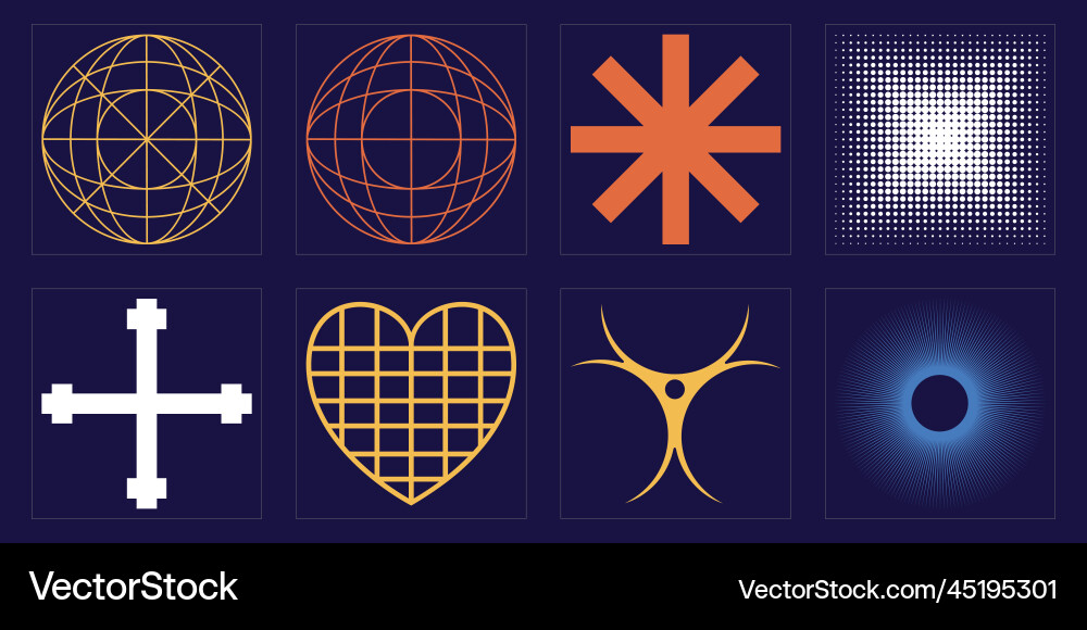 Set of y2k style objects big Set of y2k style objects big Vector Image