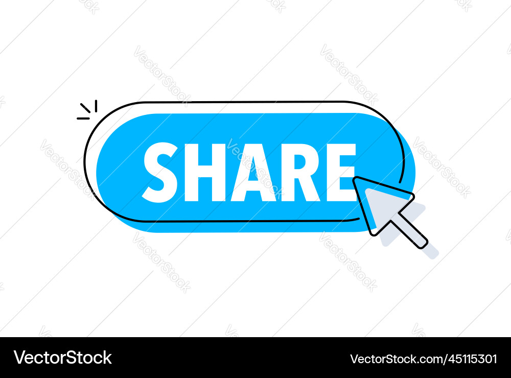 Share button with cursor pointer click Share button with cursor pointer click vector image