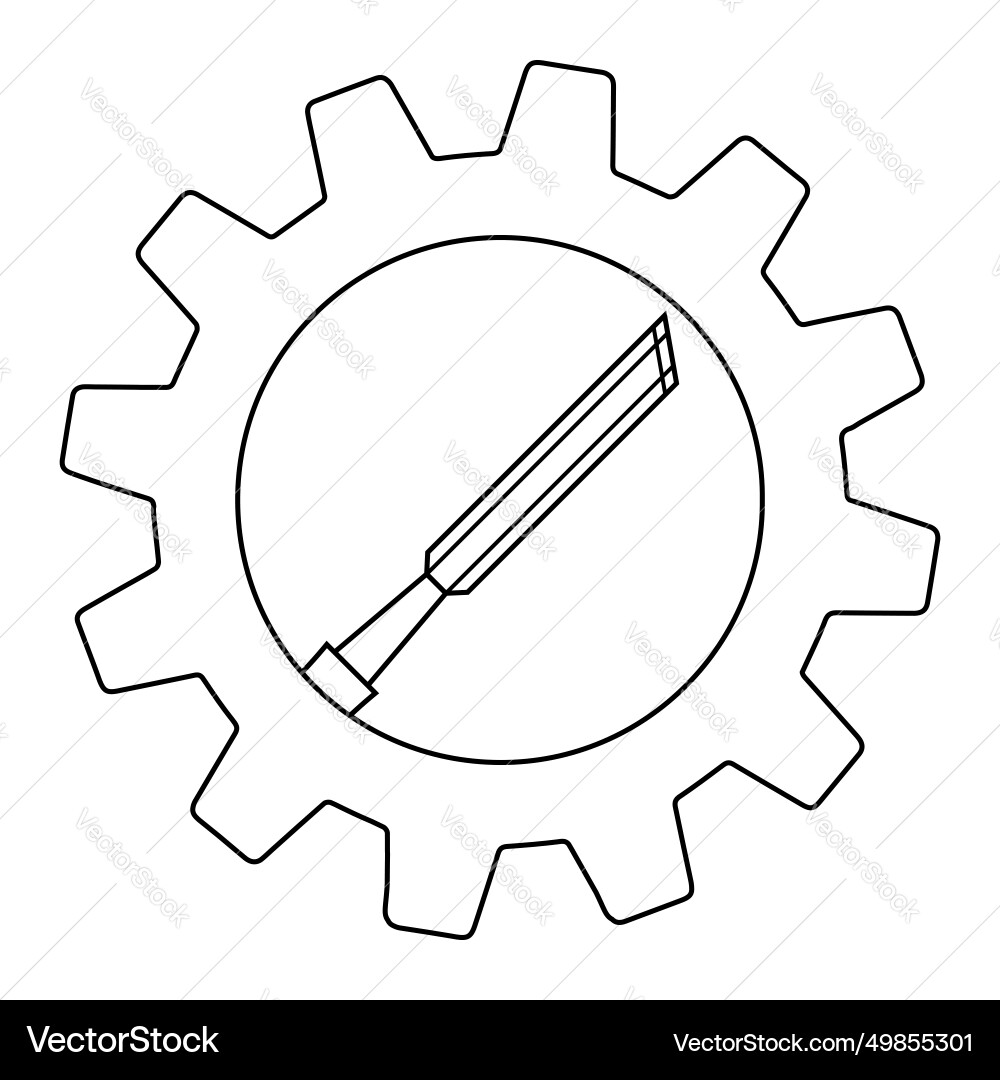 Simple of chisel icon in gear for app or web Vector Image