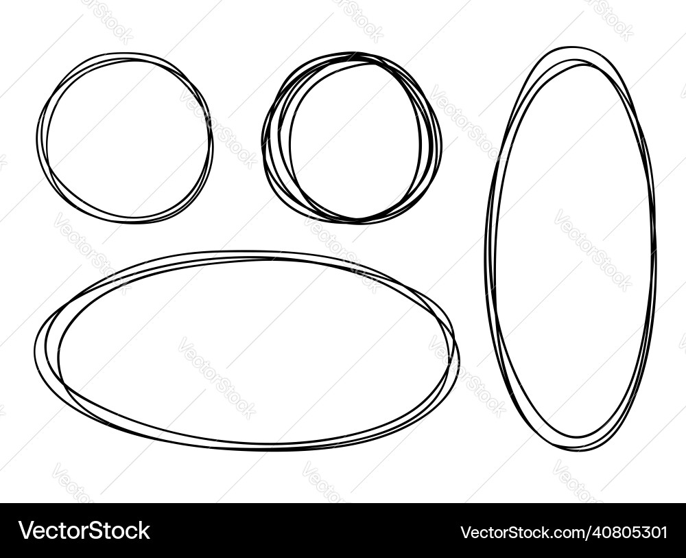 Simple round oval frames in doodle style Vector Image