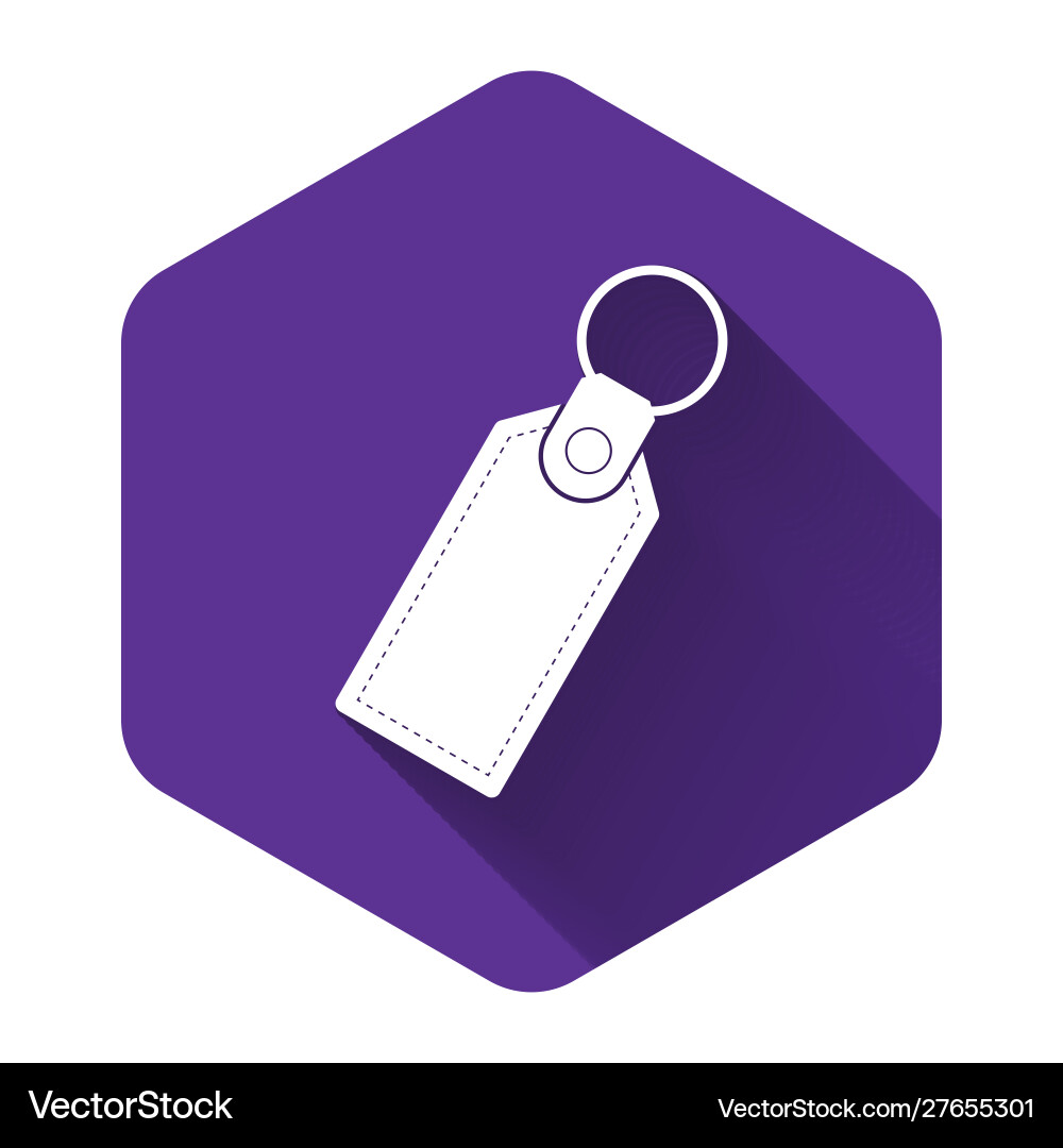 White rectangular key chain with ring for icon Vector Image