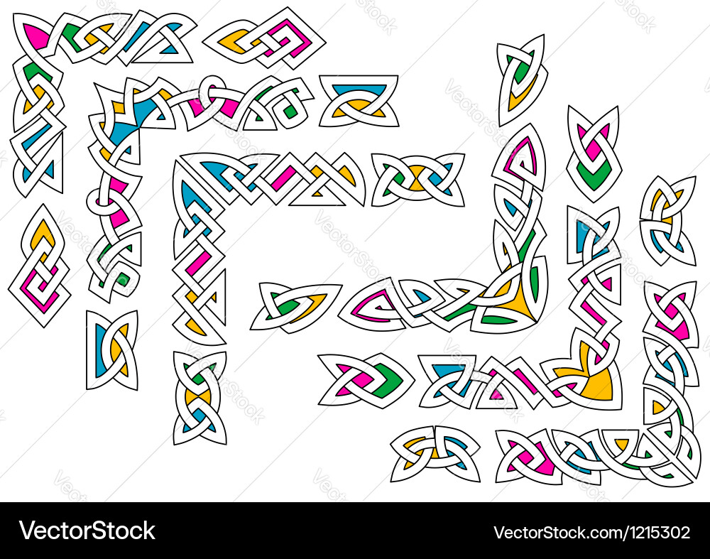Celtic ornament patterns with colorful elements vector image