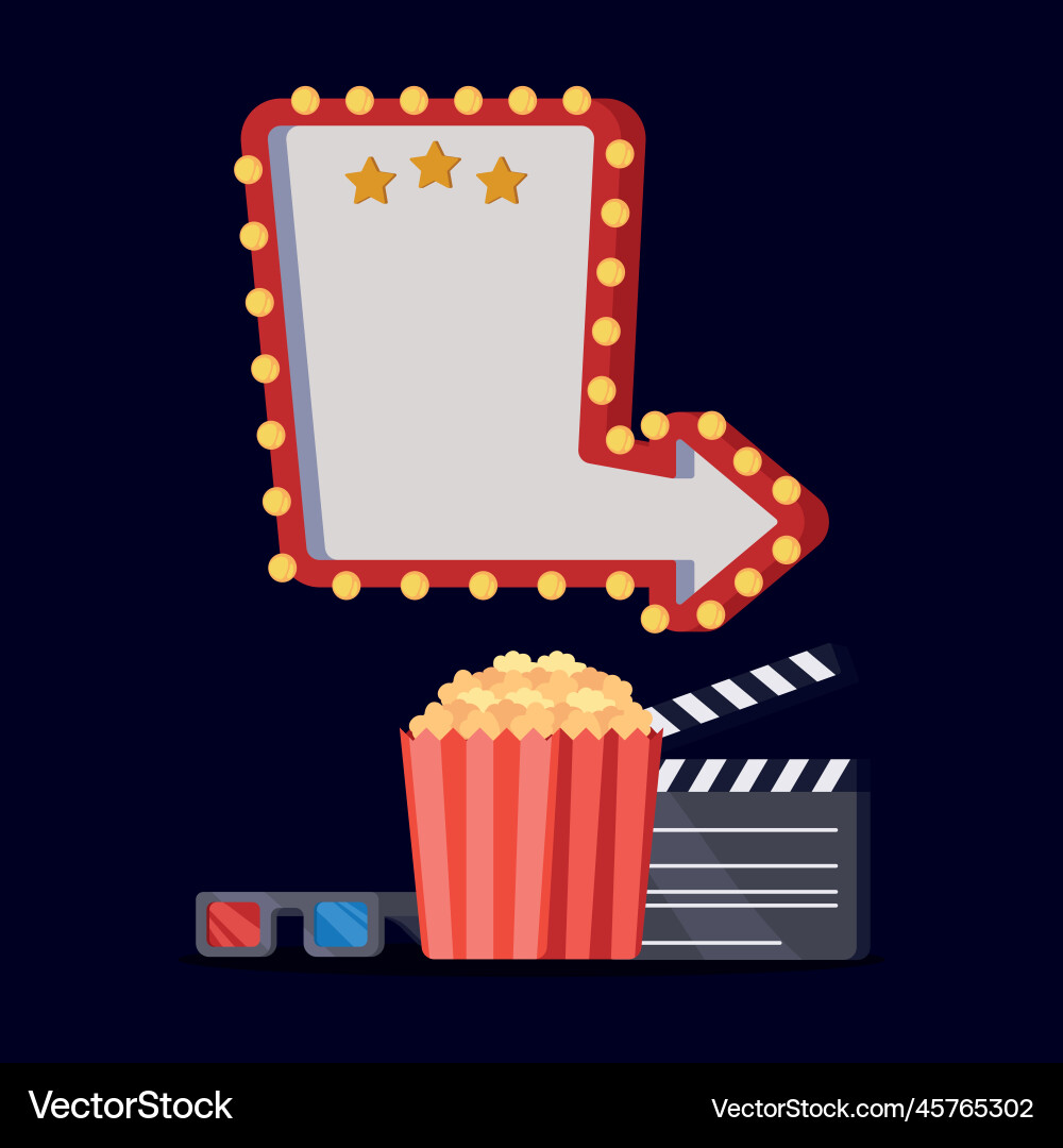 Clapperboard with arrow signal Vector Image