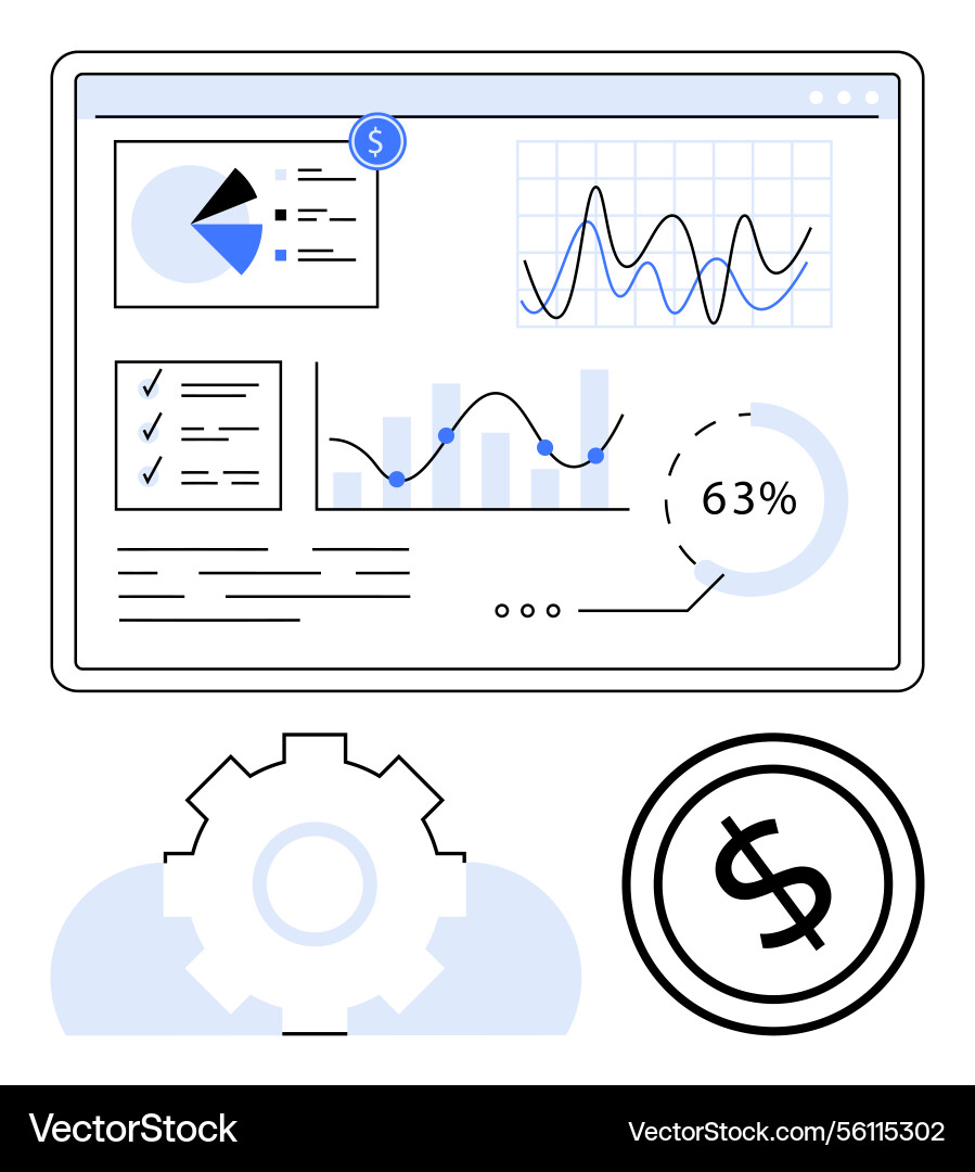 Financial dashboard with analytics data Vector Image