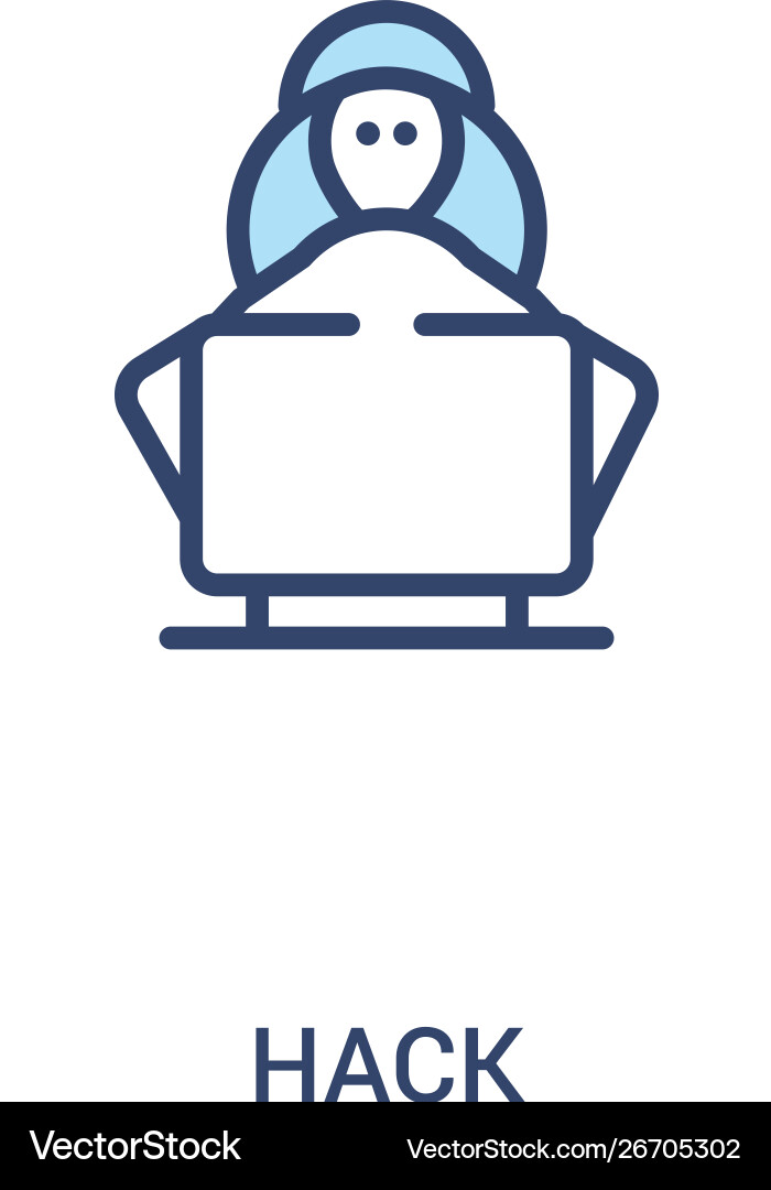 Hack concept 2 colored icon simple line element Hack concept 2 colored icon simple line element Vector Image
