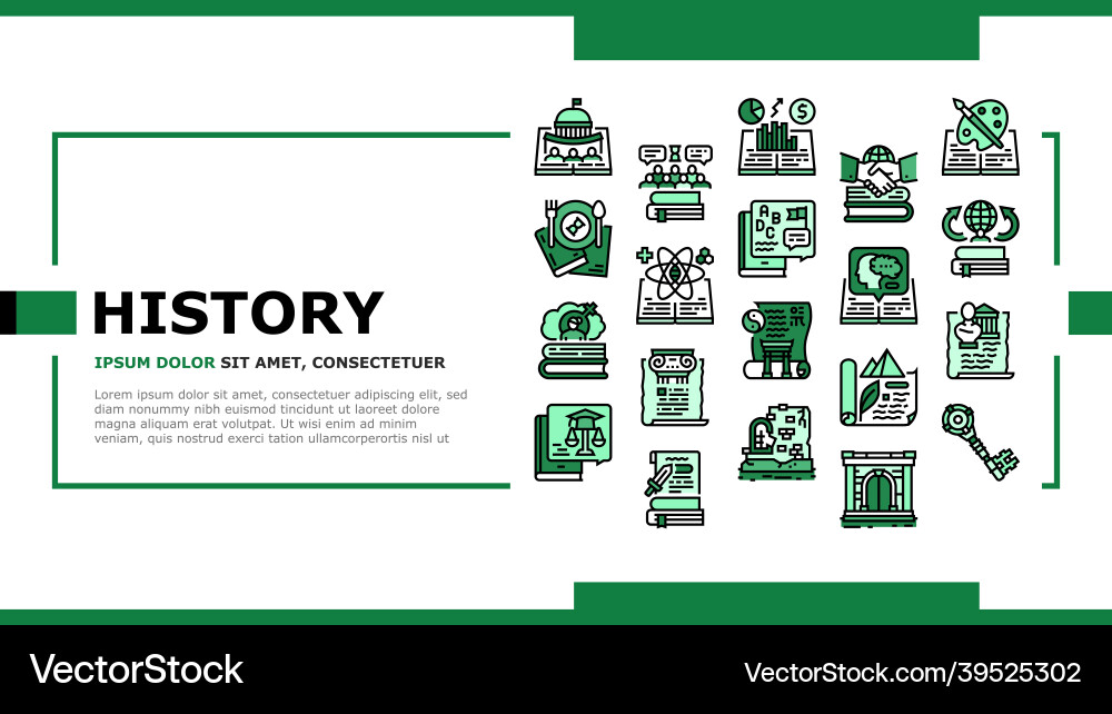 History learn educational lesson landing header Vector Image