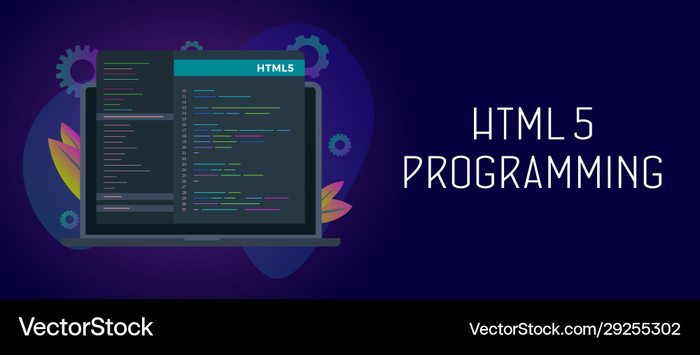 Html5 programming concept - banner Vector Image