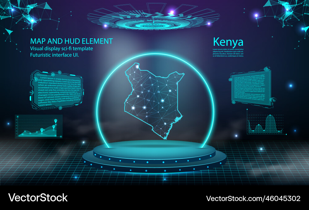 Kenya map light connecting effect background Kenya map light connecting effect background vector image