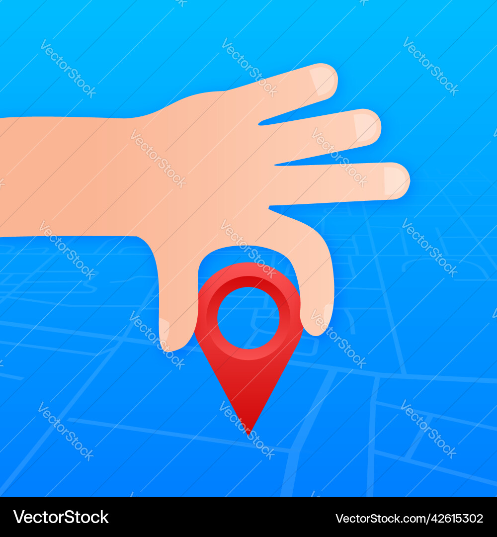 Map pointer in hand on white background vactor Vector Image