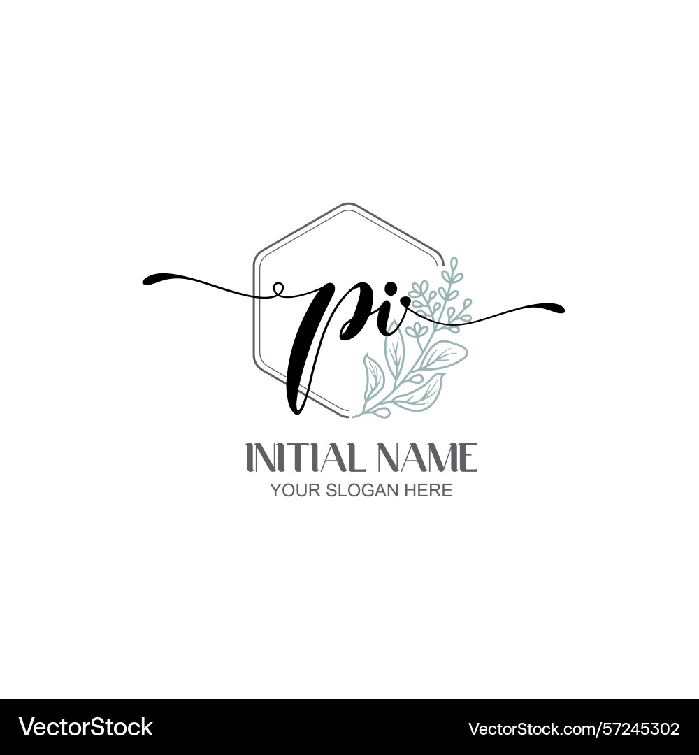 Modern botanical pi initial logo collection Vector Image