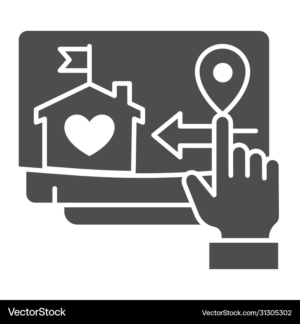 Monitor and hand pointer solid icon smart home Monitor and hand pointer solid icon smart home Vector Image