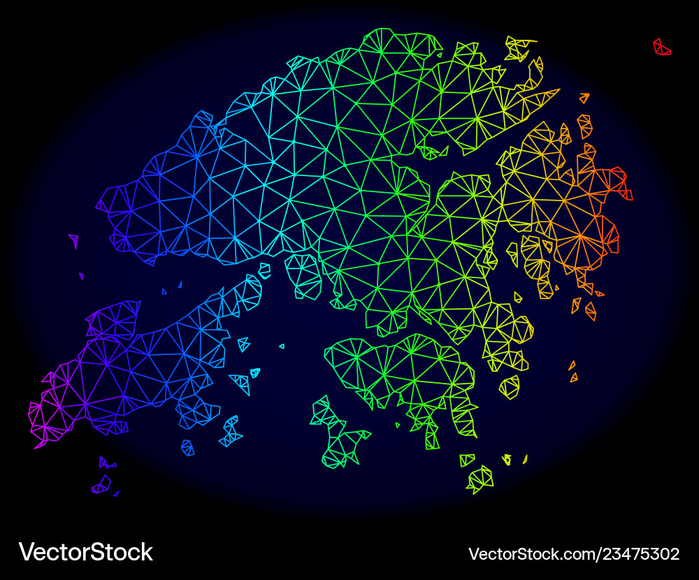 Polygonal 2d spectrum mesh map of hong kong Vector Image