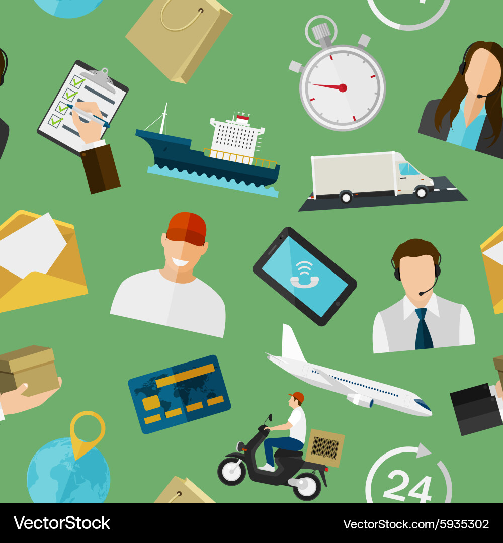 Seamless pattern with flat color icons concept vector image