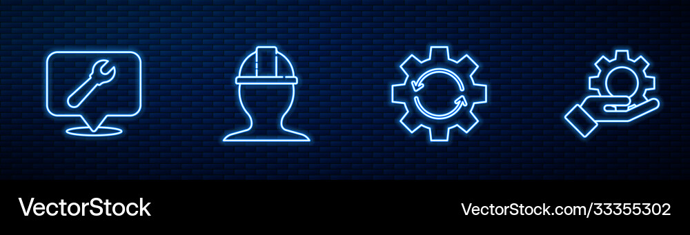 Set line gear and arrows as workflow location Vector Image