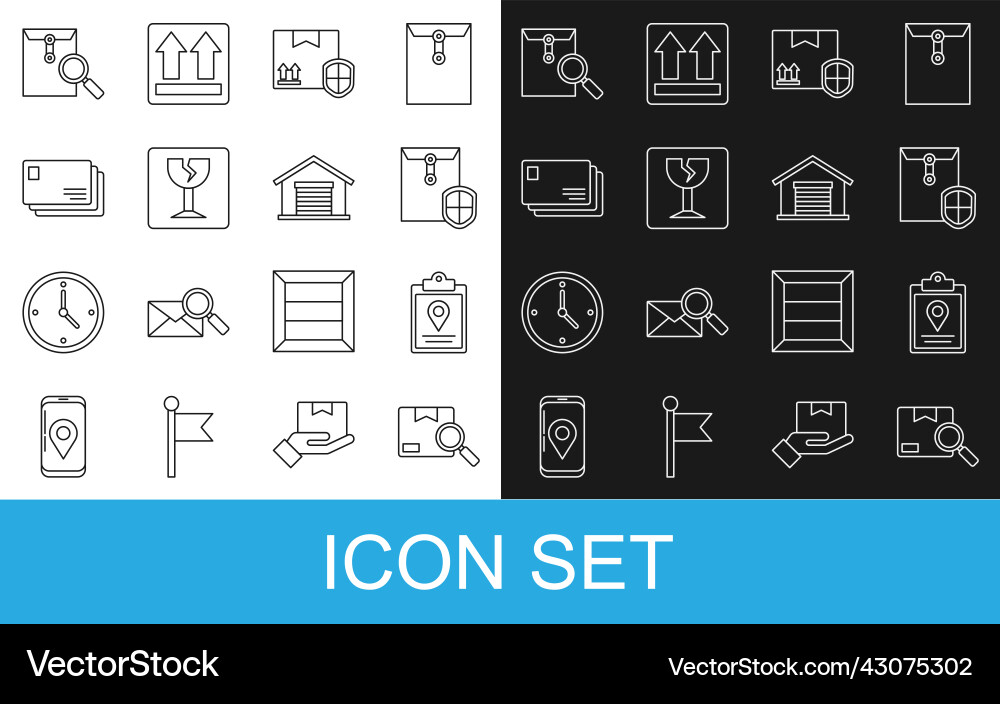 Set line search package document tracking marker Set line search package document tracking marker Vector Image