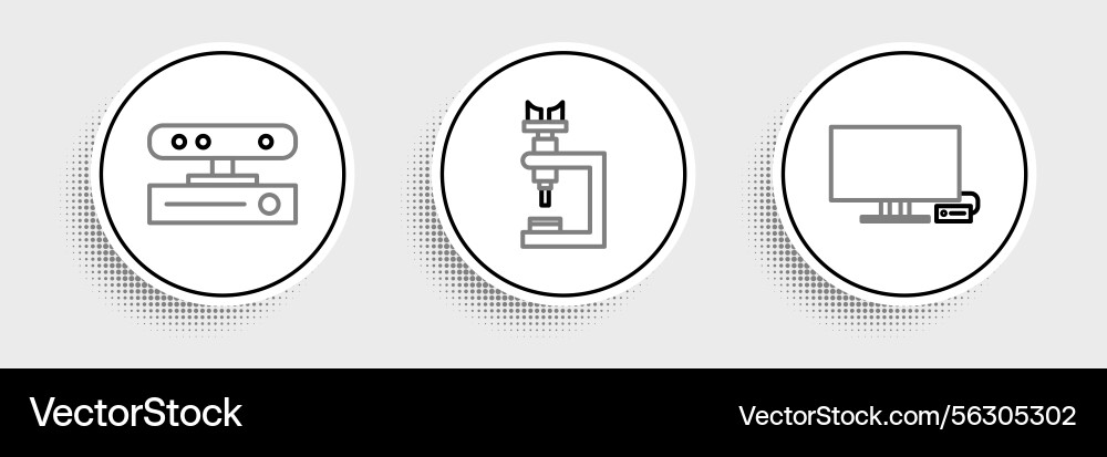 Set line smart tv motion sensor and microscope Vector Image