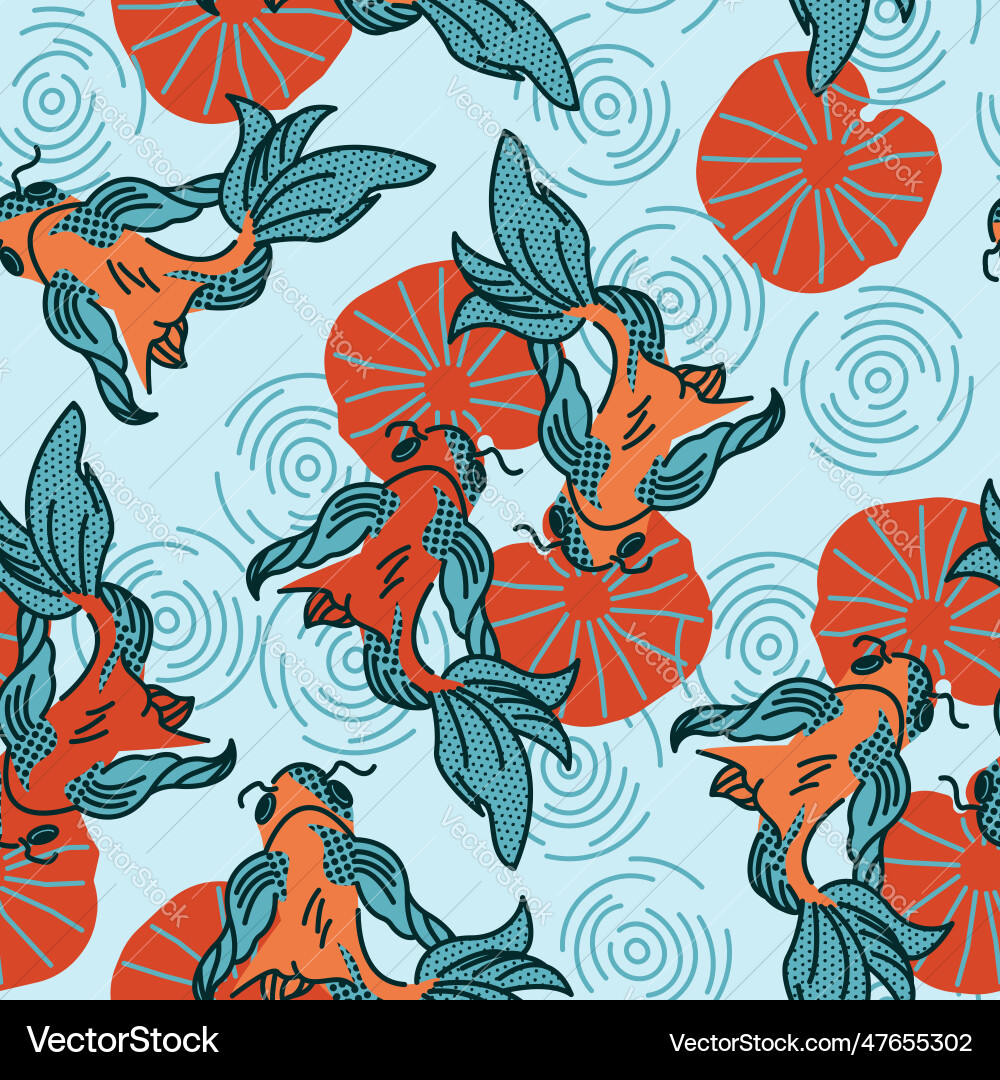 Stylish seamless pattern with koi carp print Stylish seamless pattern with koi carp print Vector Image
