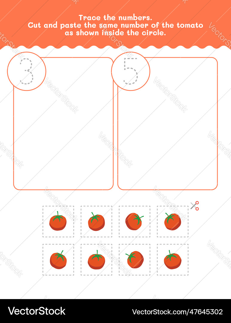 Three and five counting tracing number Vector Image