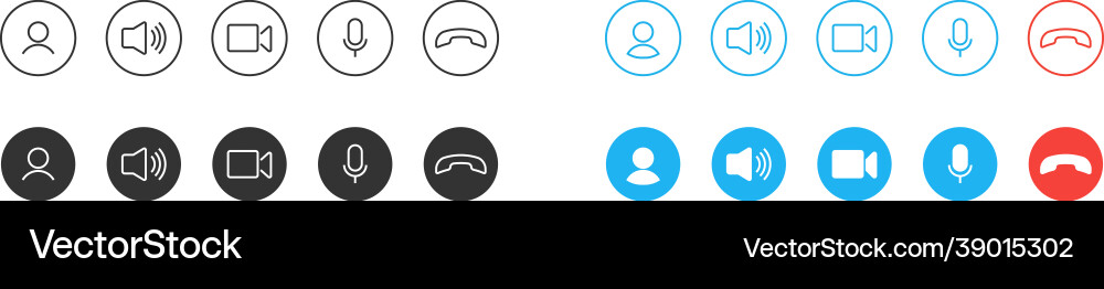 Video call icons set user interface cal Vector Image
