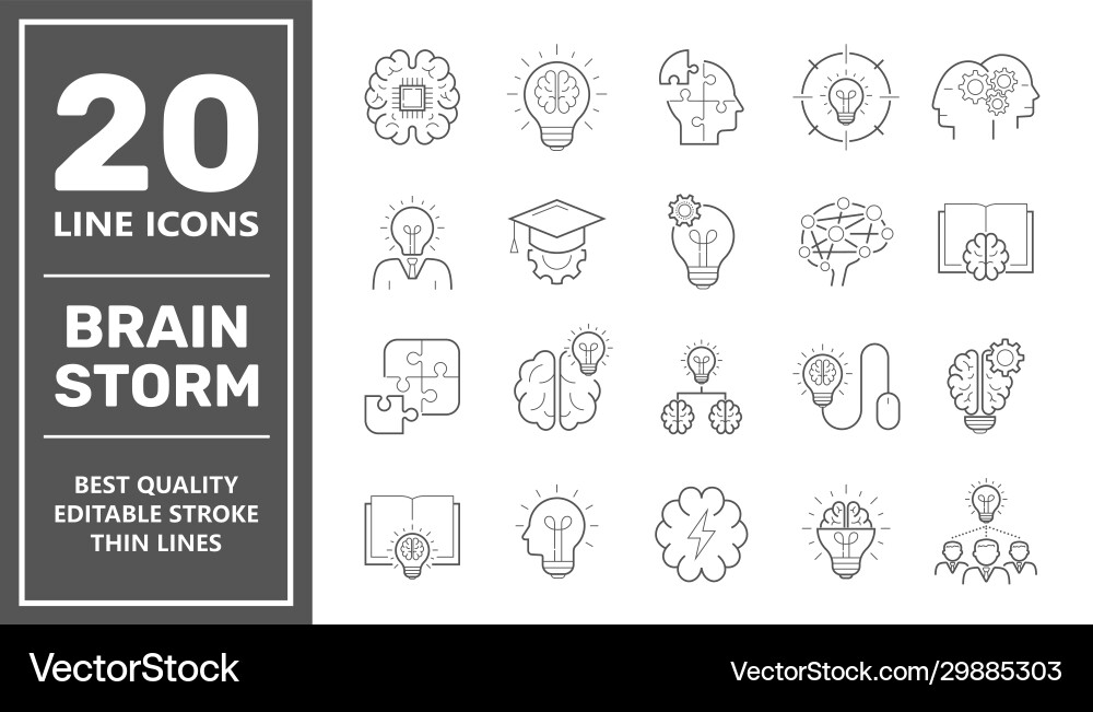 Brainstorming Line Icons - Creative Concepts vector image