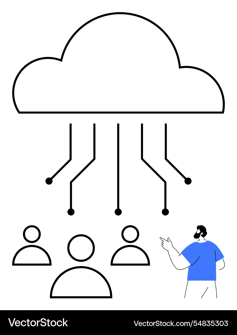 Cloud computing network connecting users Vector Image